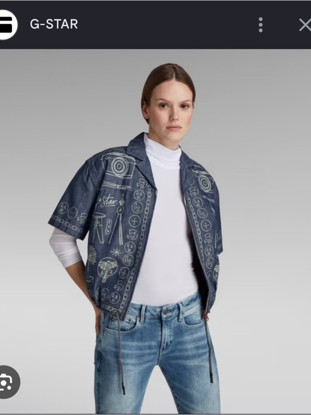 G-STAR Dark Blue Printed Short Sleeve Denim Jacket